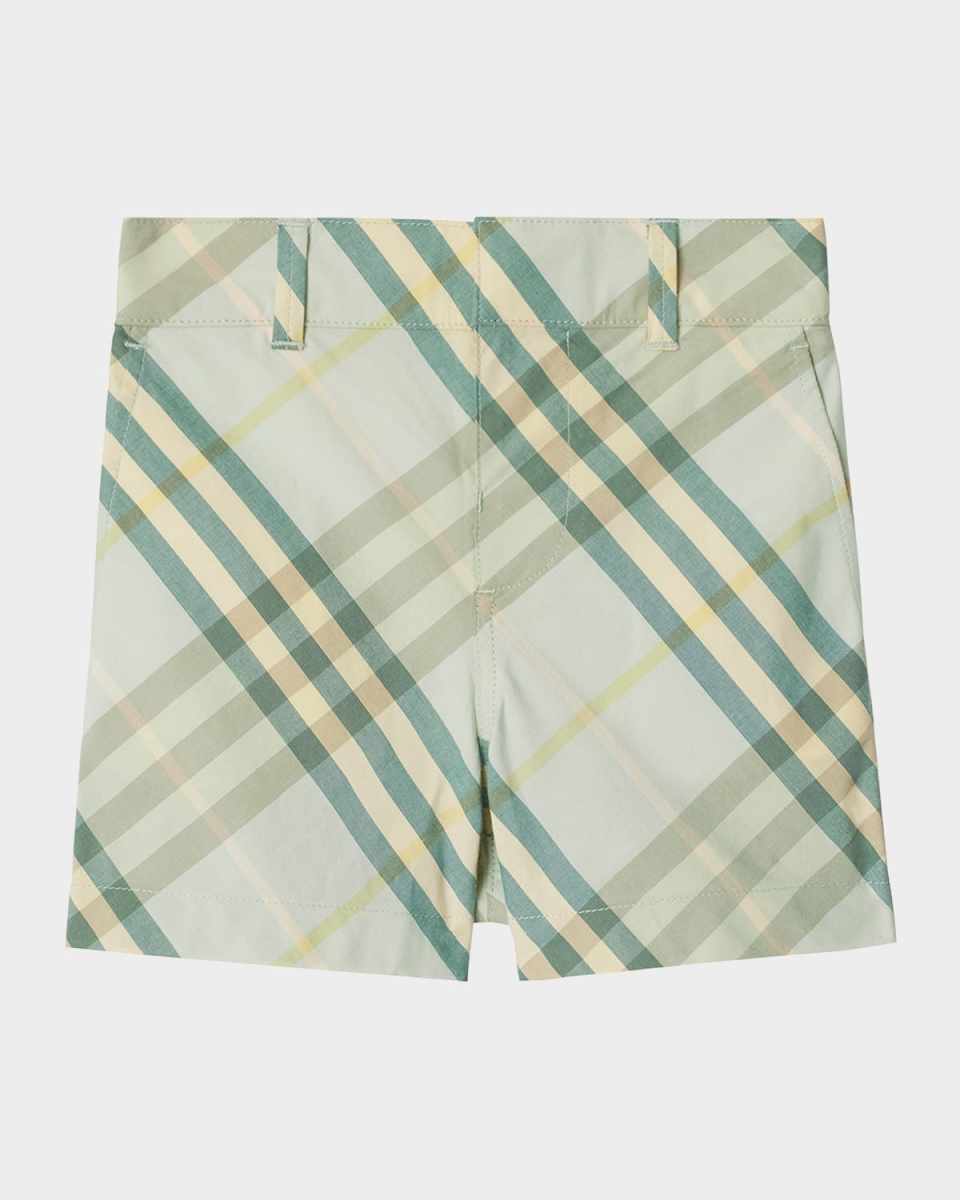 Boy's Oscar Check Woven Cotton Shorts, Size 6M-